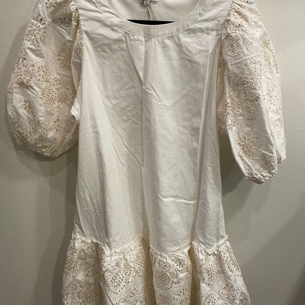 Embroidered Puff Sleeve Shirtdress  - NEW